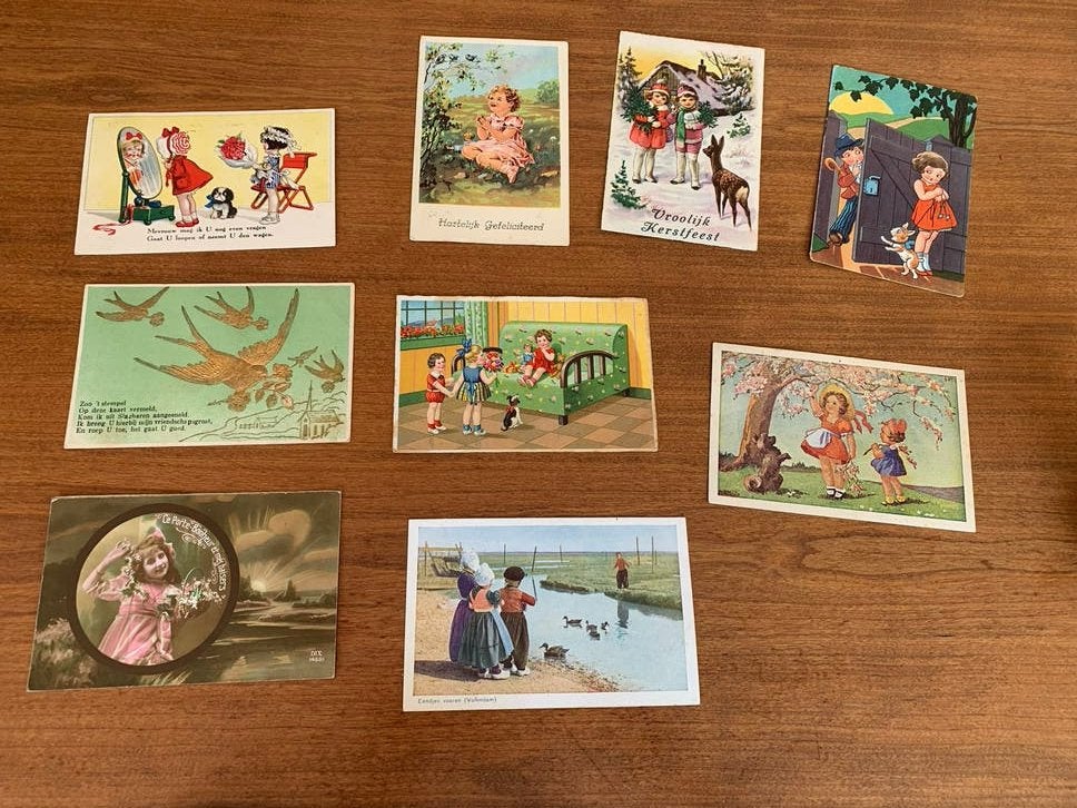 Collectie van 9 Vintage Ansichtkaarten - Diverse Thema's, Ophalen of Verzenden, 1920 tot 1940, Gelopen, Noord-Holland