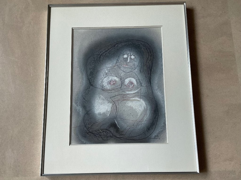 Semi abstract vrouwelijk naakt van Rien Timmers(1944-1999), Verzenden, Gemengde techniek