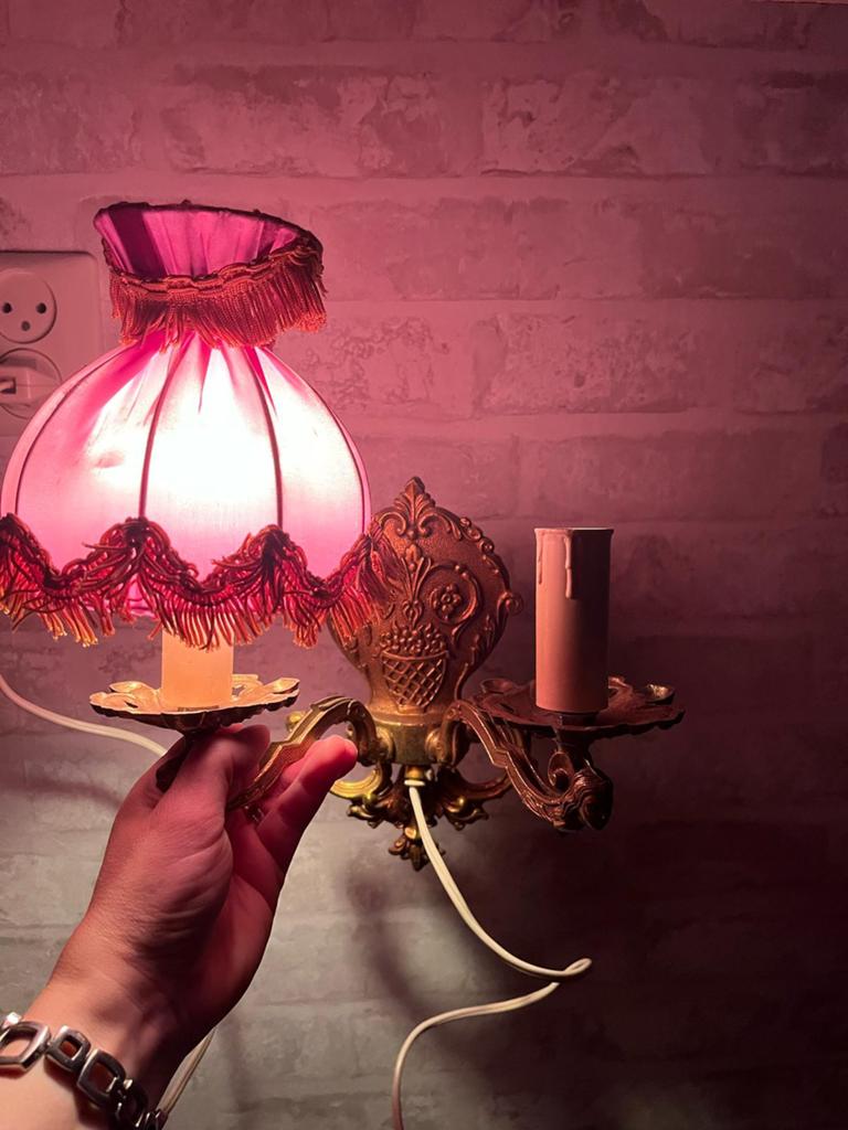Moulin rouge lamp roze dubbele wandlamp, Ophalen of Verzenden, Gebruikt, Overige materialen, Vintage