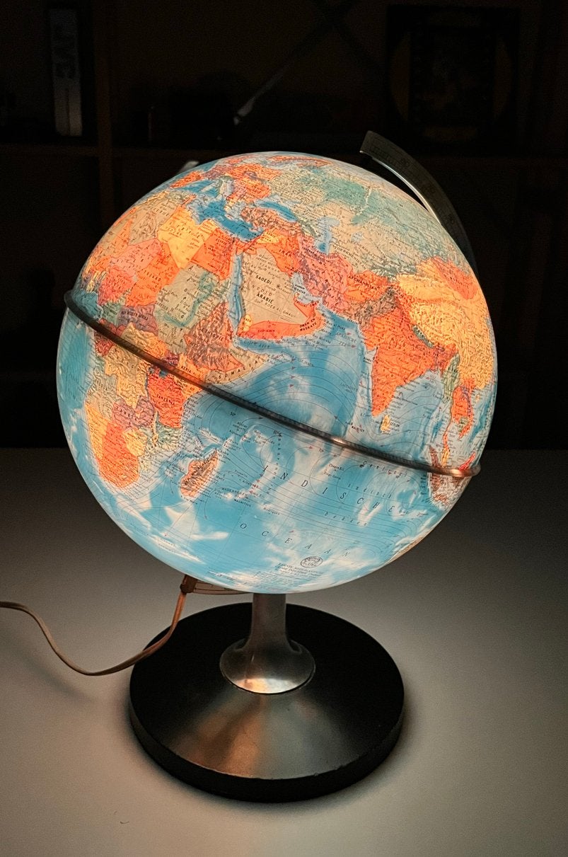 Vintage Globe Wereldbol ENGI/Rico, eind jaren '60, verlicht, Ophalen of Verzenden, Verlicht, Gebruikt