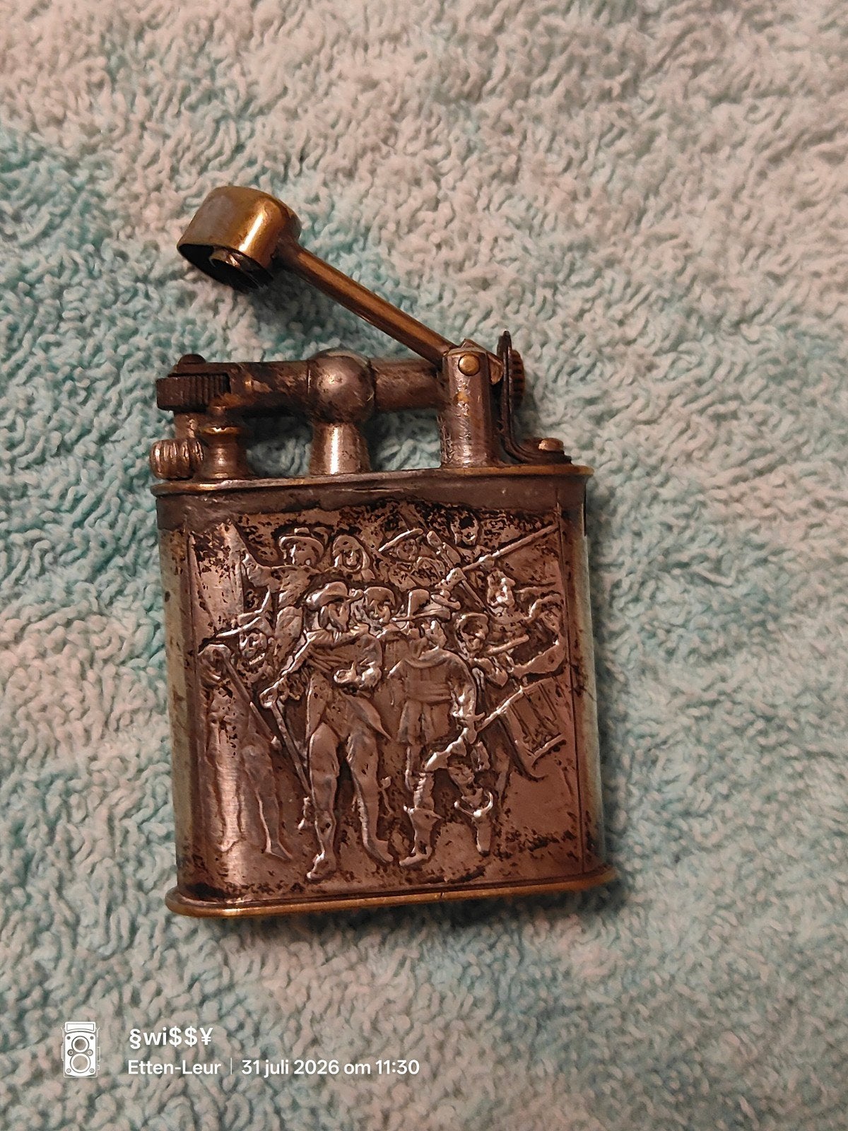 Vintage aansteker en bijpassende asbakken/tabaksdo, Verzamelen, Ophalen, Gebruikt