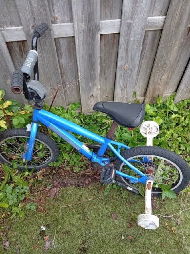 Blauwe BMX-fiets voor kinderen - Gebruikt, Staal, Velgrem, Ophalen of Verzenden, 16 tot 20 inch