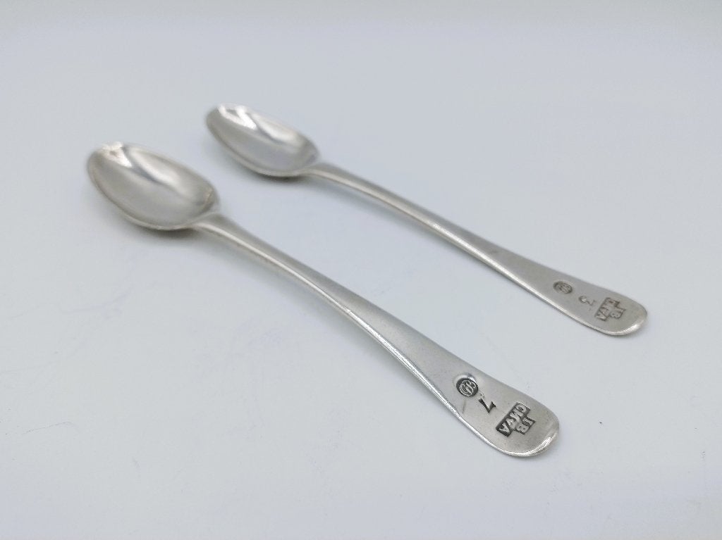 2 Zilveren lepels, L.P. Hackzell, Örebro, Zweden, ca. 1770, Antiek en Kunst, Verzenden