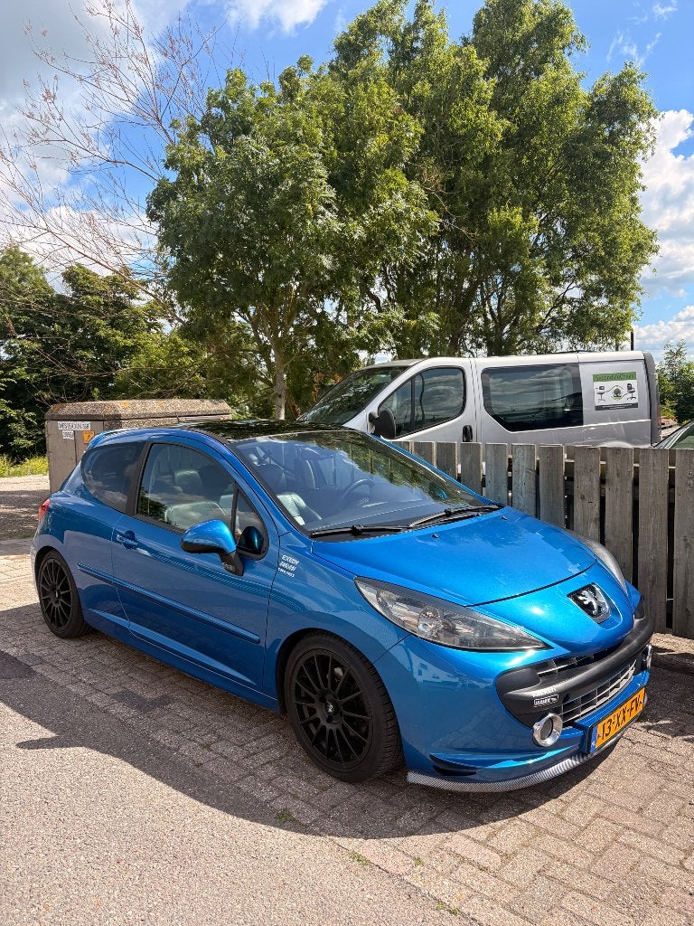 Peugeot 207 1.6 16V Turbo 3DRS 2007 Blauw, Auto's, Voorwielaandrijving, 1227 kg, Zwart, 4 cilinders