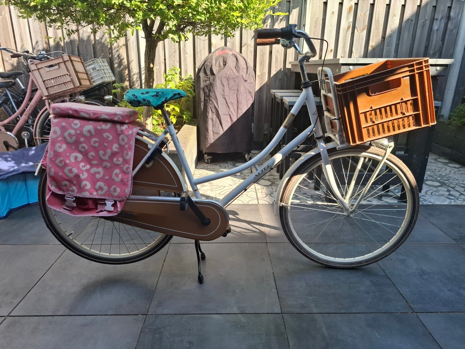Damesfiets met voordrager en fietstassen, Velgrem, 50 tot 53 cm, Ophalen, Overige merken
