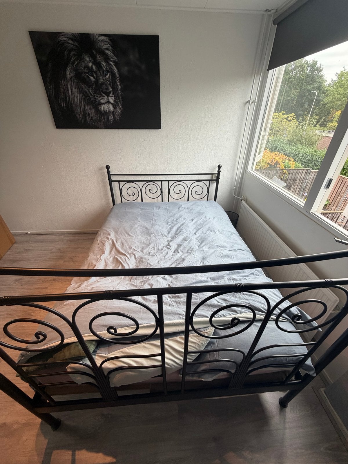 Zwart Bed frame - inclusief lattenbodem, Ophalen, Gebruikt, Zwart, Tweepersoons