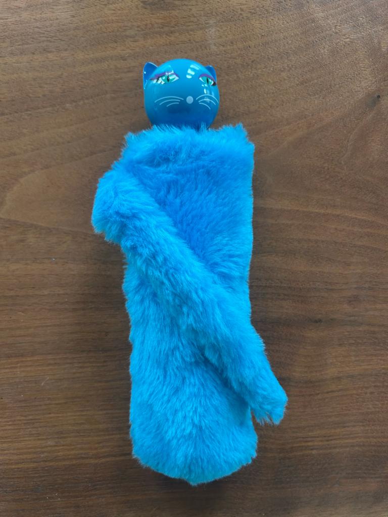 Pylones paraplu kat blauw met bont hoesje, Sieraden, Tassen en Uiterlijk, Ophalen of Verzenden, Nieuw, Blauw