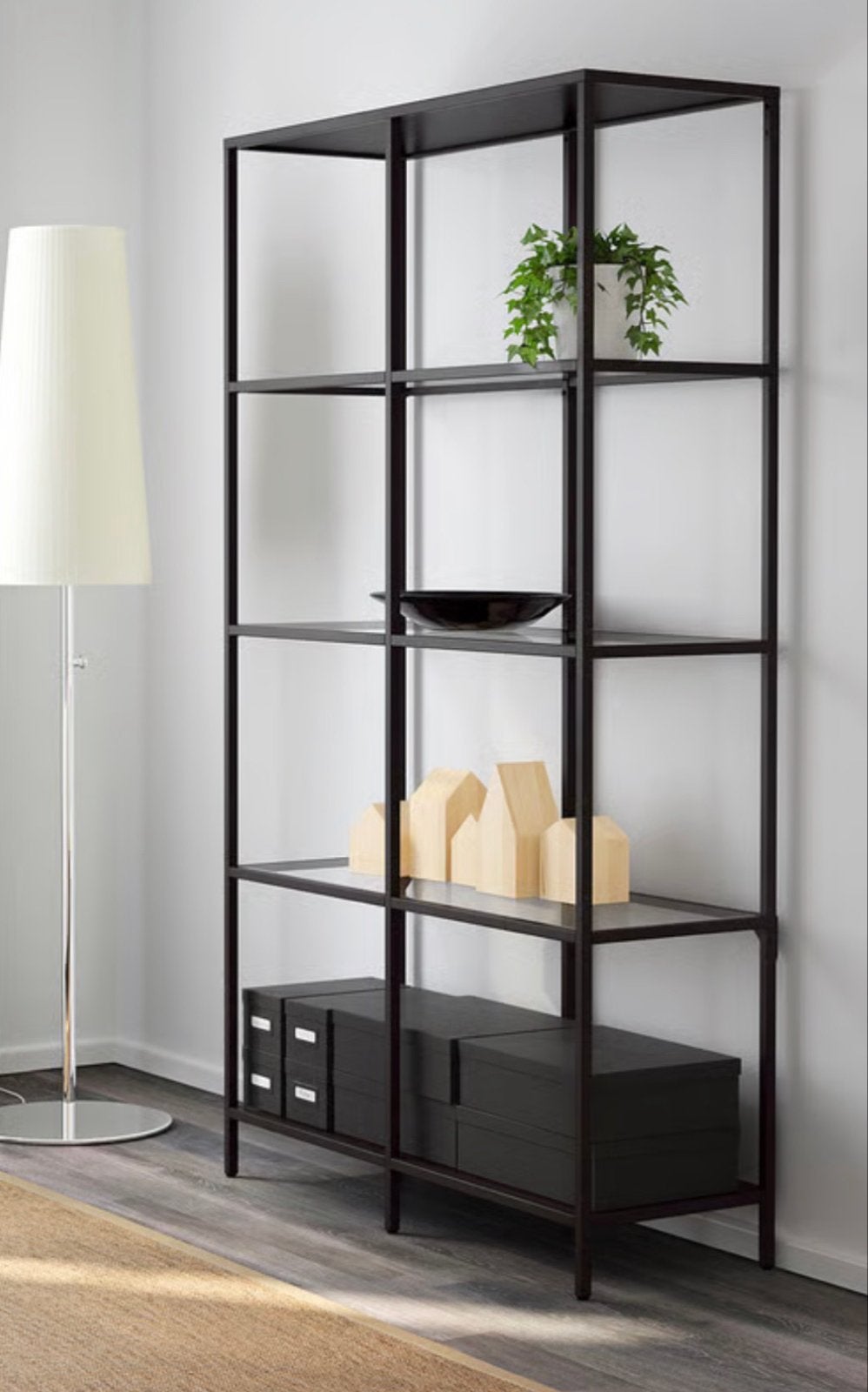 IKEA VITTSJÖ Stellingkast - Zwartbruin/Glas, Ophalen, Zo goed als nieuw