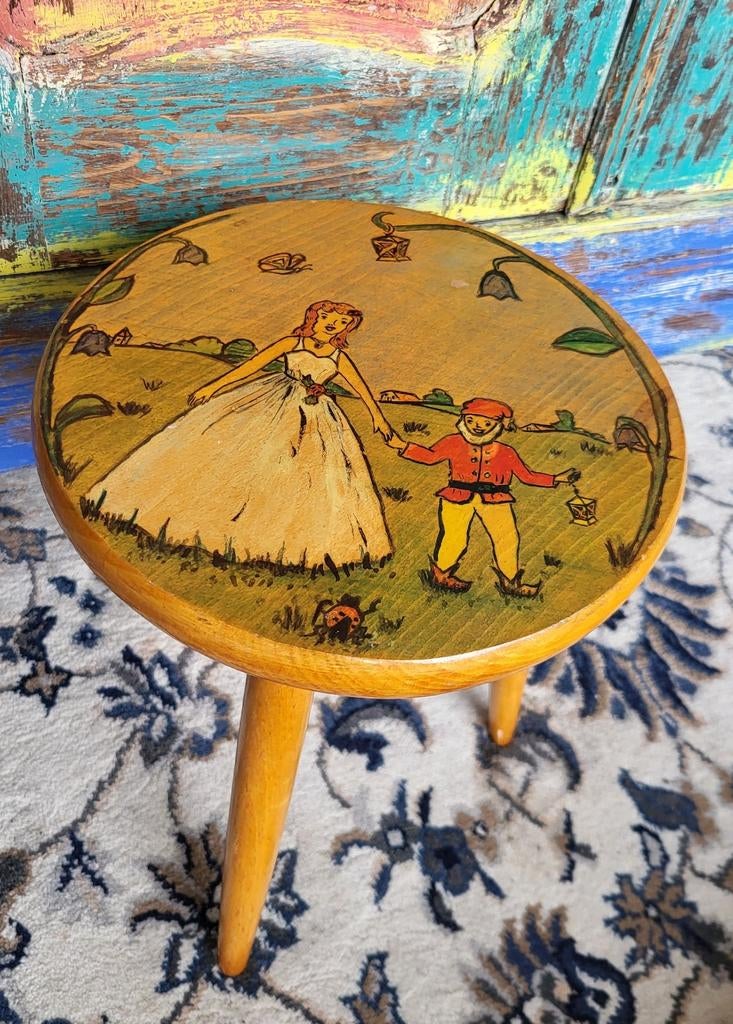 Vintage/Handbeschilderde/Melkkrukje/Folk art/Krukje, Kruk, Kruk, Ophalen of Verzenden, Kruk