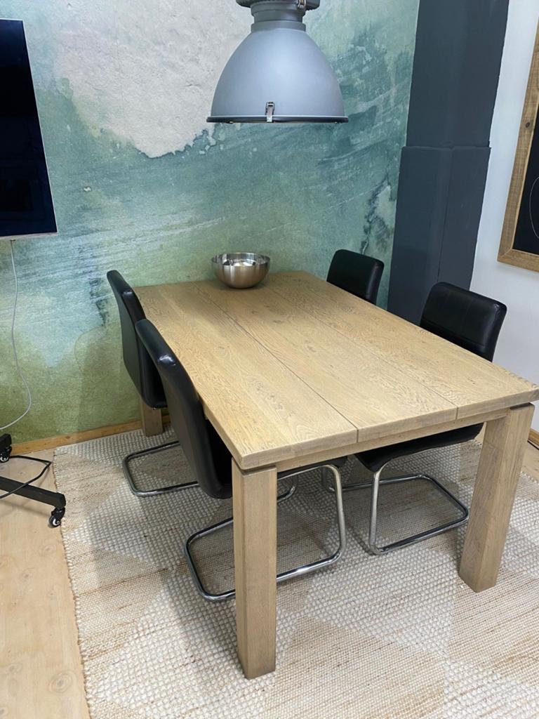 Moderne massieve eetkamertafel eikentafel, Ophalen, Eikenhout, 50 tot 100 cm, Vijf personen of meer