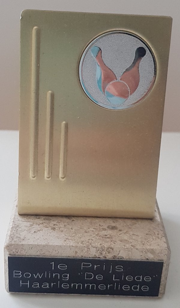 Vintage trofee bowlen prijsbeker bowling sport verzamelen, Verzenden, Gebruikt