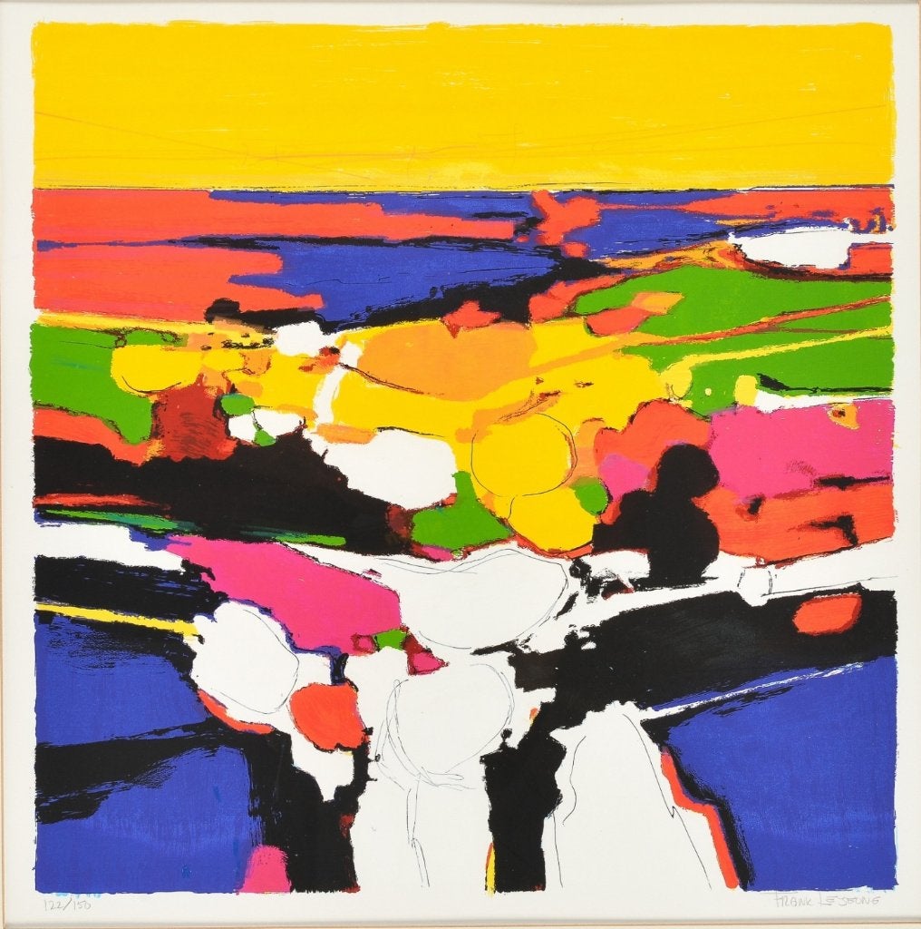 Frank Lejeune(1952)Zeefdruk"First visit Veules-les-Roses"Ges, Met glas, Ophalen of Verzenden, Abstract, Zeefdruk