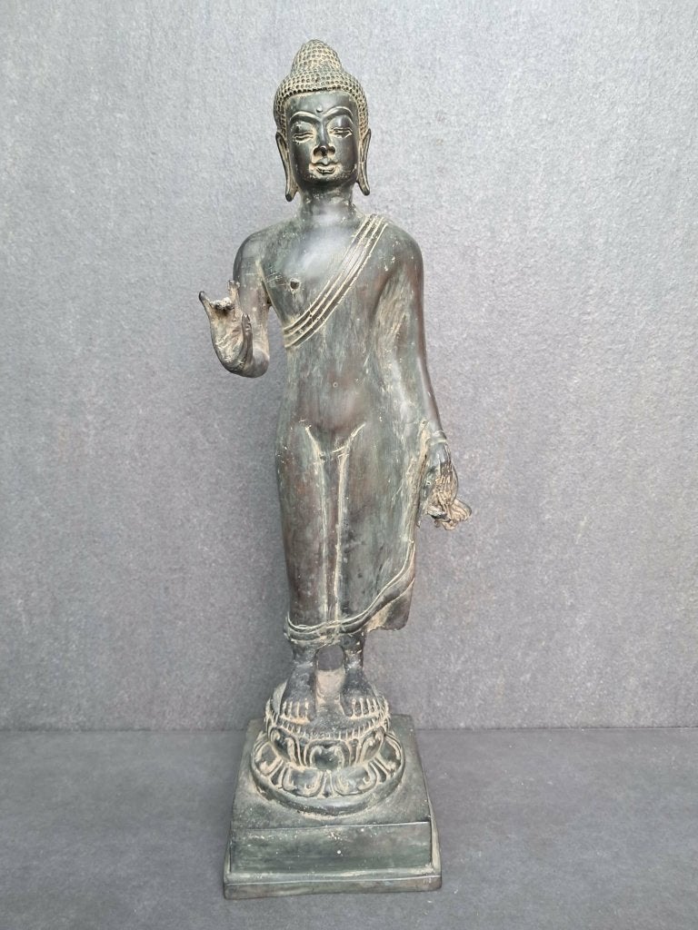 Boeddha/Brons/Zuidoost-Azië/Thailand/40 cm, Huis en Inrichting, 40 cm, Nieuw, Grijs, Ophalen of Verzenden