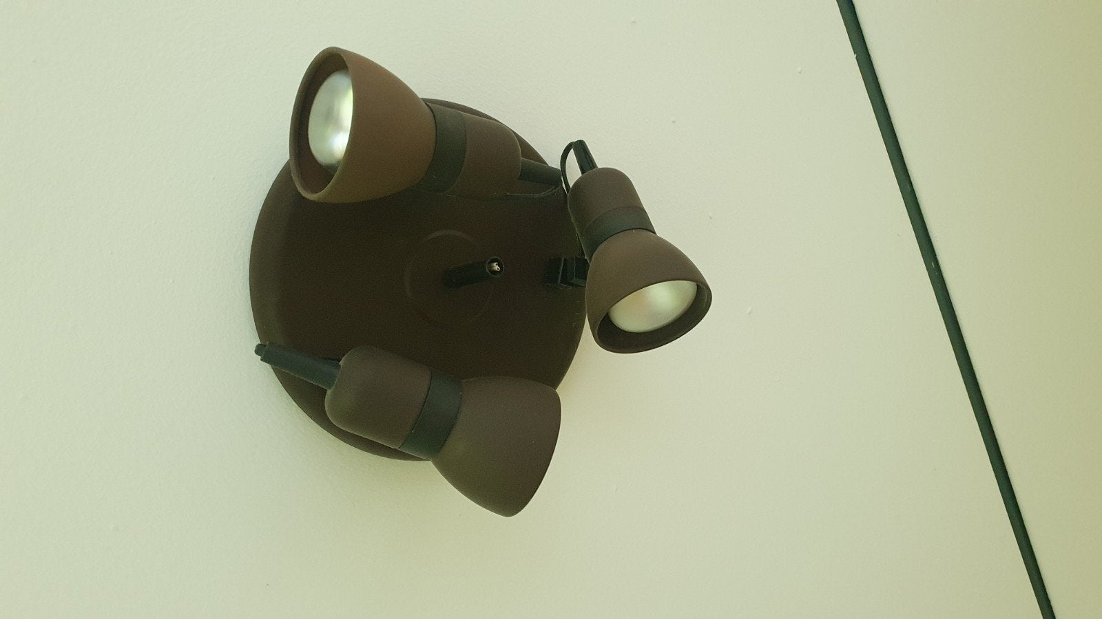 Retro plafondspot donkerbruin 3 lampen, Vintage, Plafondspot, Ophalen of Verzenden, Metaal