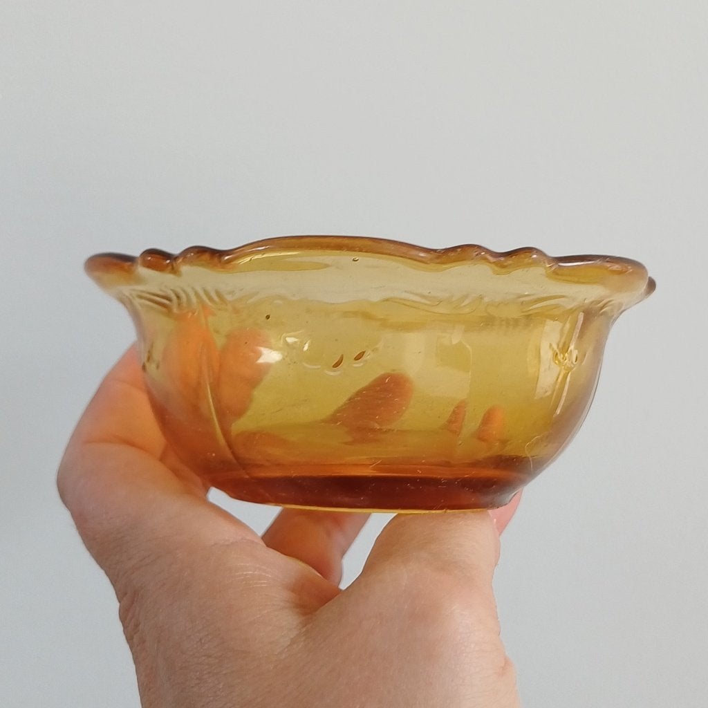 Vintage amberkleurig glazen kommetje, Ophalen of Verzenden