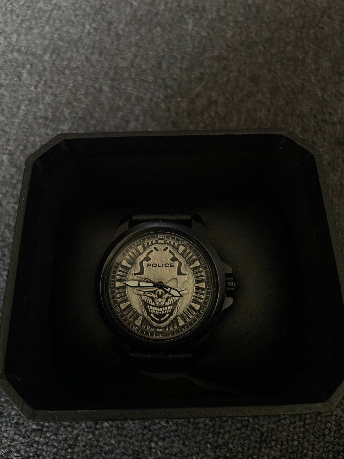 Police Horloge met Doodshoofd Wijzerplaat, Sieraden, Tassen en Uiterlijk, Horloges | Heren, Overige merken, Leer, Staal, Polshorloge