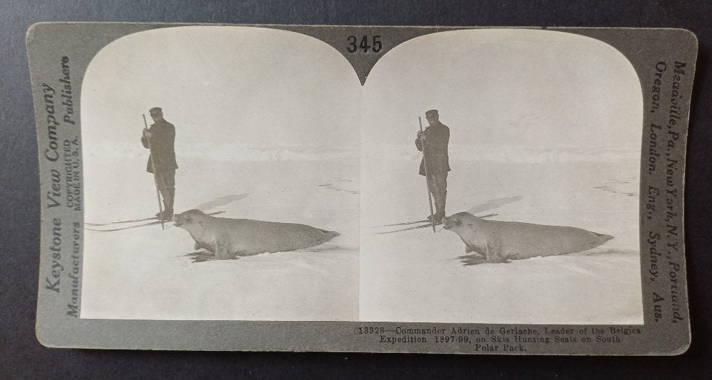 Stereofoto jacht op zeehond, Gebruikt, Foto, Voor 1940, Buitenland