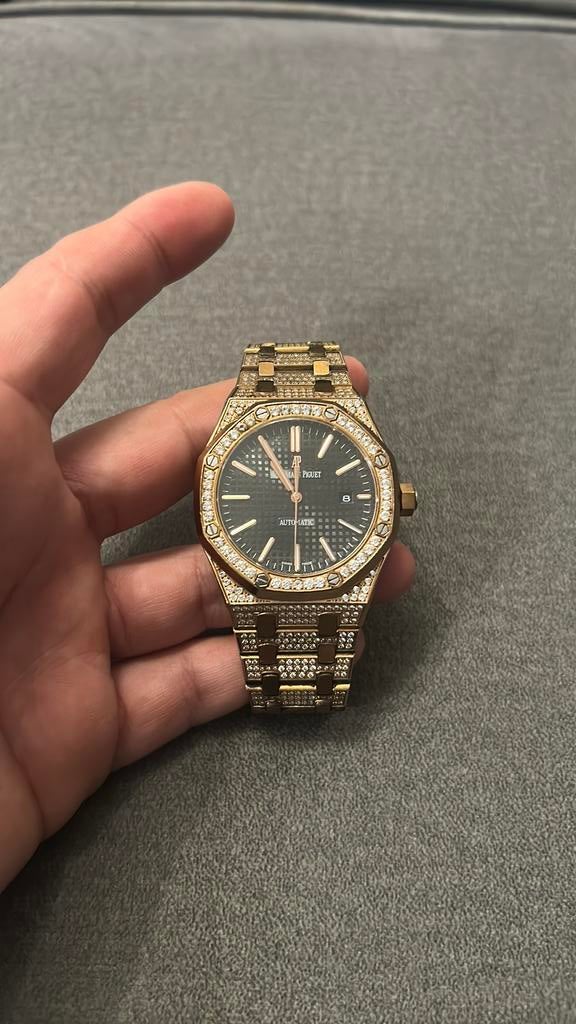 Audemars piguet full diamond horloge!, Sieraden, Tassen en Uiterlijk, Horloges | Heren, Verzenden, Zo goed als nieuw, Staal, Overige merken
