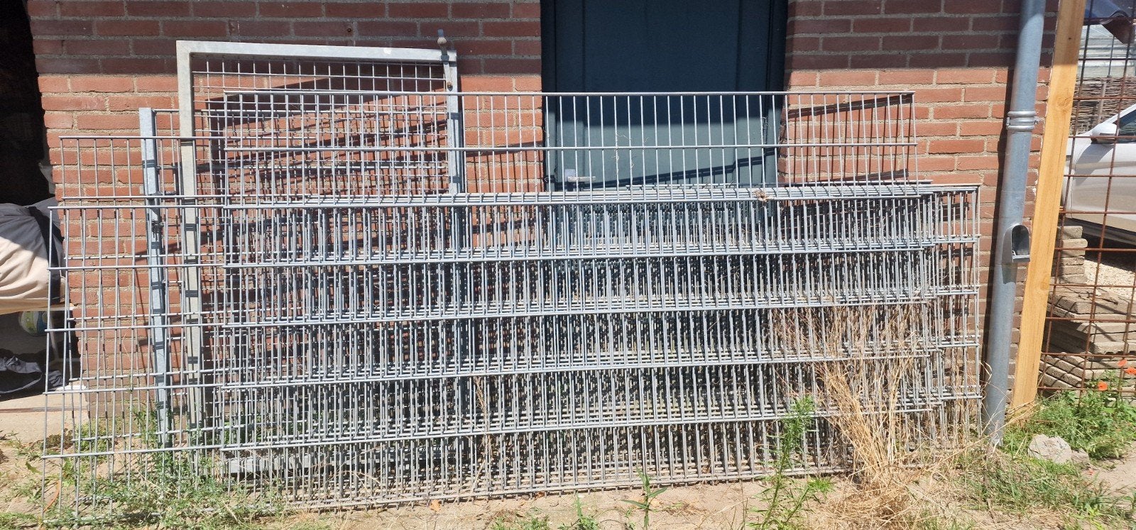Dubbelstaafmat hekwerk (met poort), Tuin en Terras, Tuinhekken en Hekwerk, Ophalen, Met poort, Gebruikt, Dubbelstaafmat hekwerk