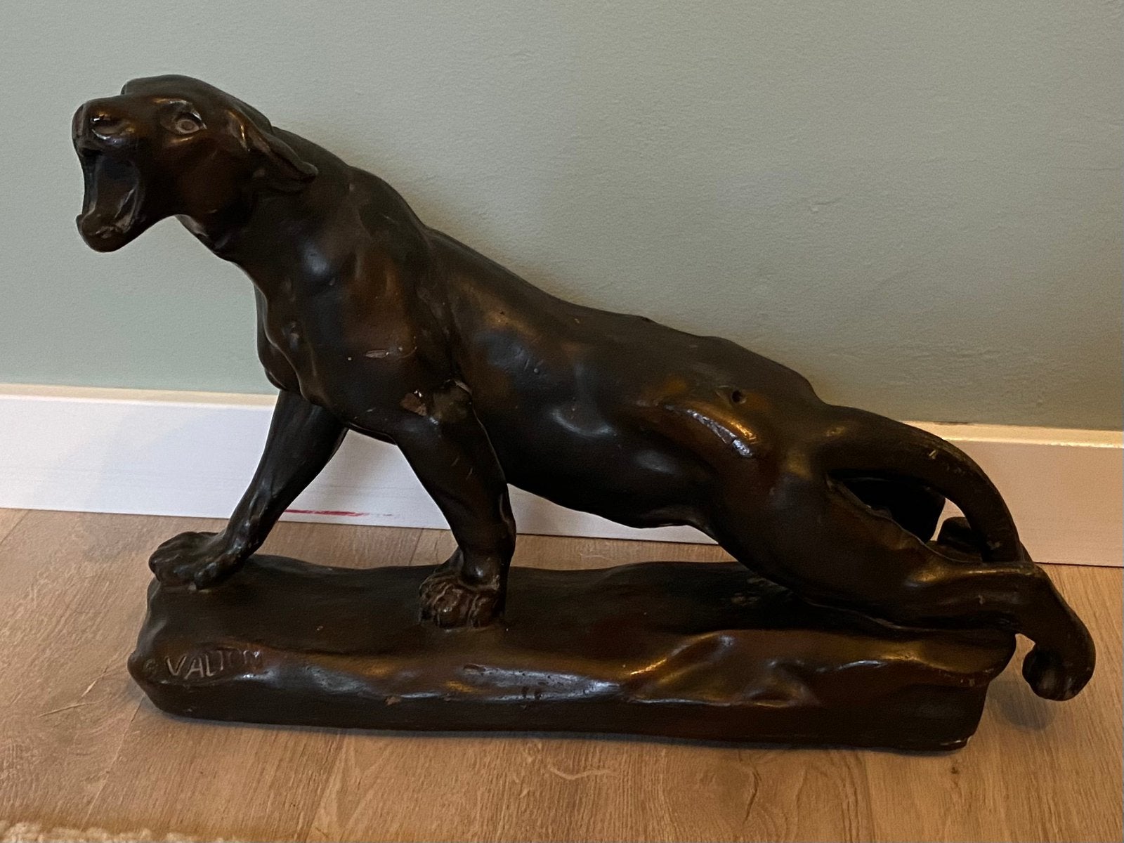 Art Deco Stijl Beeld- Brullende Panter (Charles Valton), Antiek en Kunst, Ophalen of Verzenden