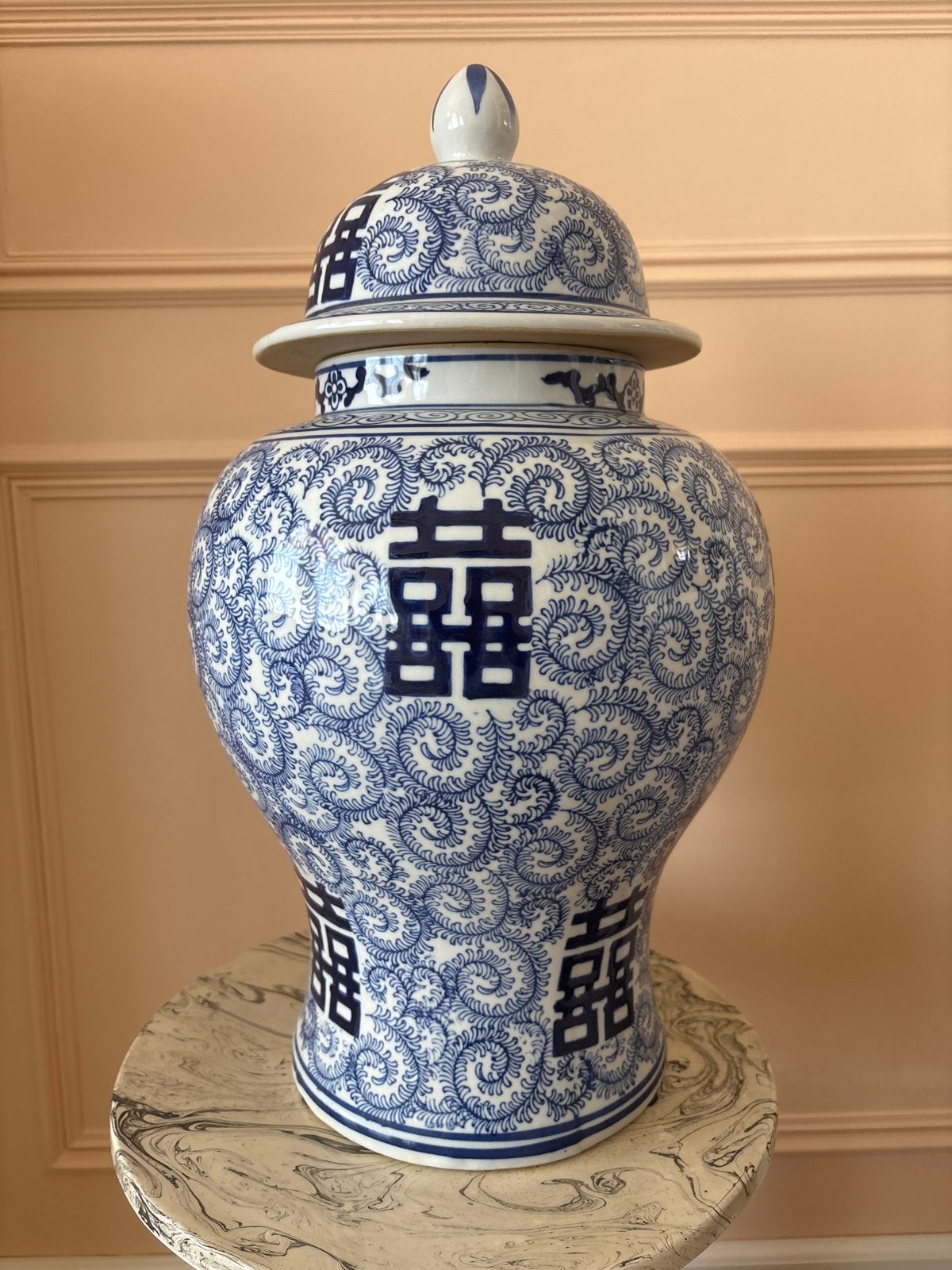 Eichholtz Pot - Chinees Blauw-Wit Porselein met Deksel, Ophalen