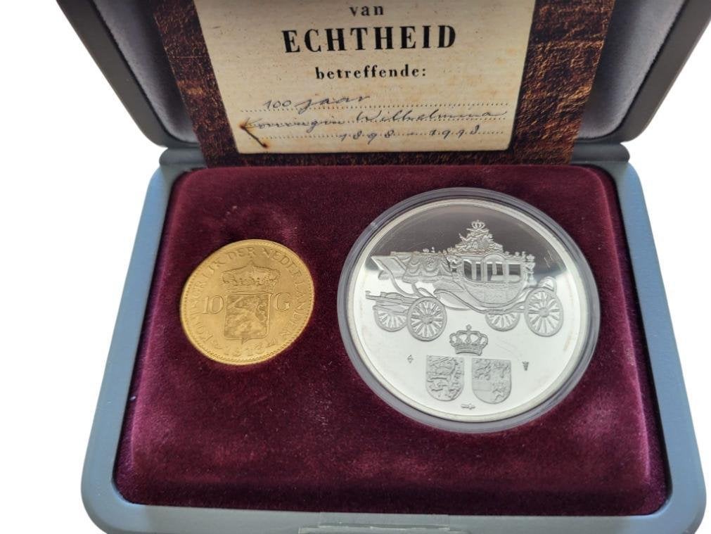 Nederland gouden tientje 1913 Wilhelmina inclusief doosje, Ophalen of Verzenden, Koningin Wilhelmina, Losse munt, Zilver