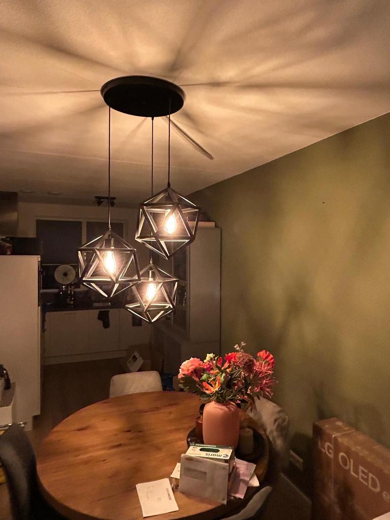 Mooie hanglamp 3 delig, Ophalen of Verzenden, Zo goed als nieuw, Minder dan 50 cm