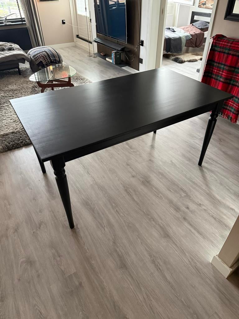 Ikea Ingatorp eettafel - Zwart, Huis en Inrichting, Tafels | Eettafels, Gebruikt, 150 tot 200 cm, Vier personen, Rechthoekig