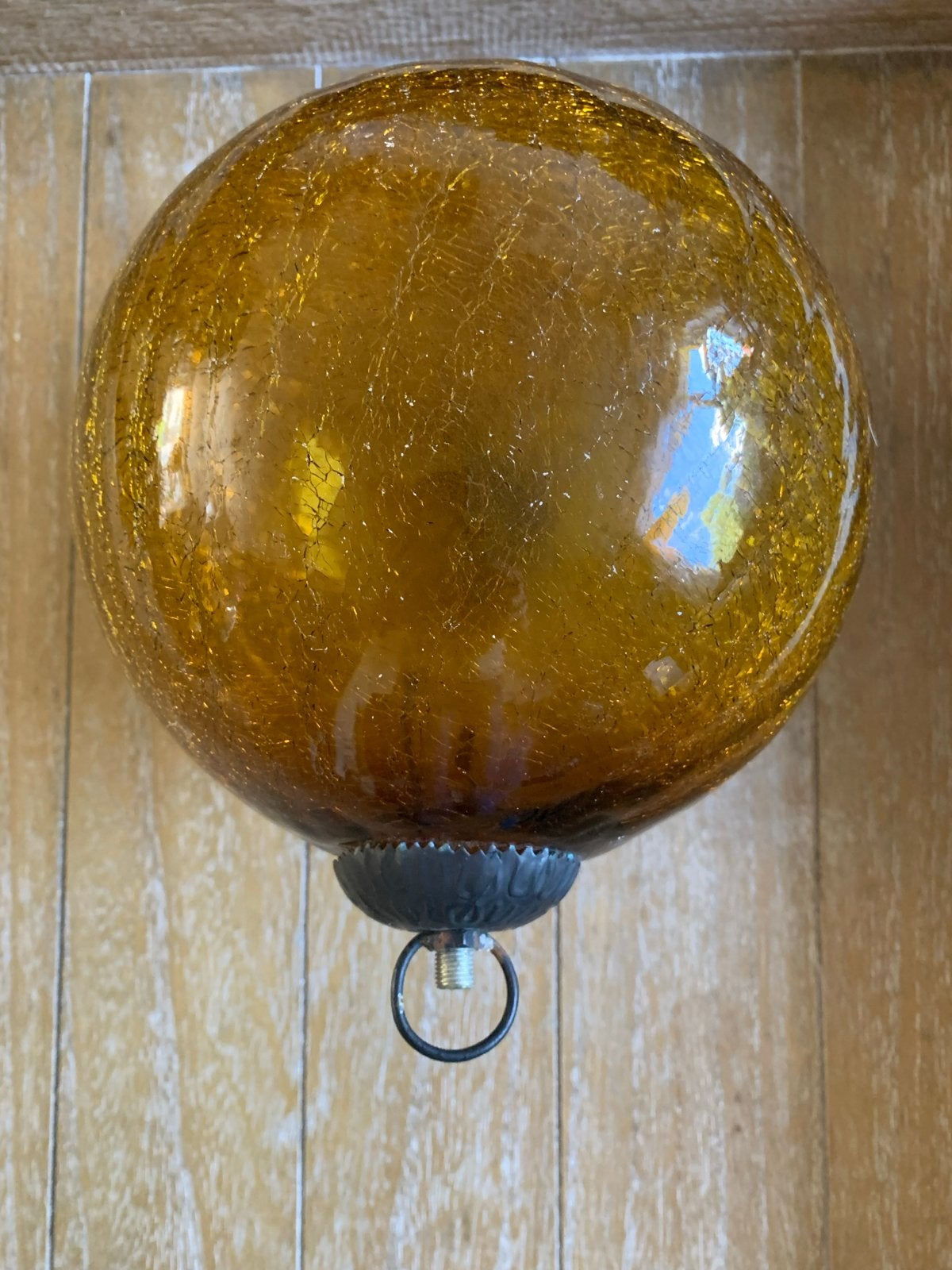 Grote Heksenbal / Kerstbal - Amberkleurig Glas (64 cm omtrek, Vintage, Gebruikt, Ophalen of Verzenden, Oranje
