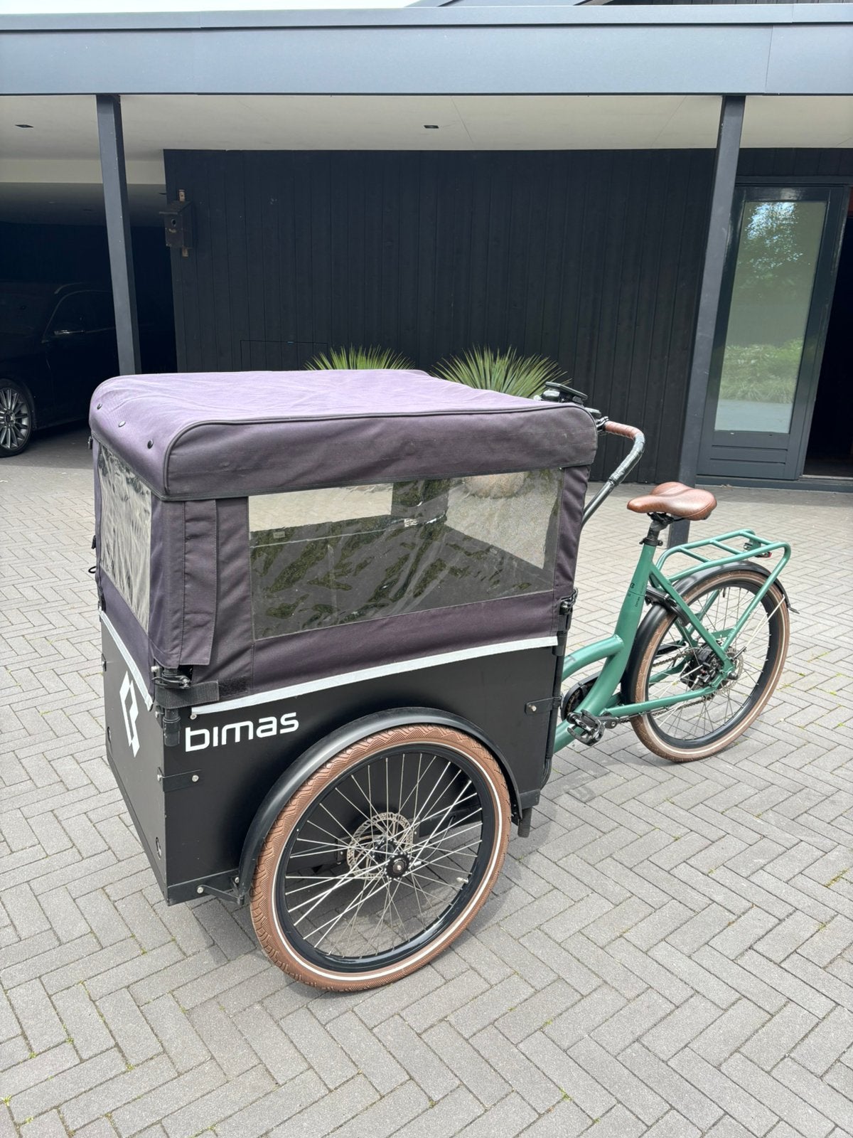 Elektrische Bimas bakfiets met huif, Fietsen en Brommers, Fietsen | Bakfietsen, Ophalen of Verzenden, Zo goed als nieuw, 4 kinderen of meer
