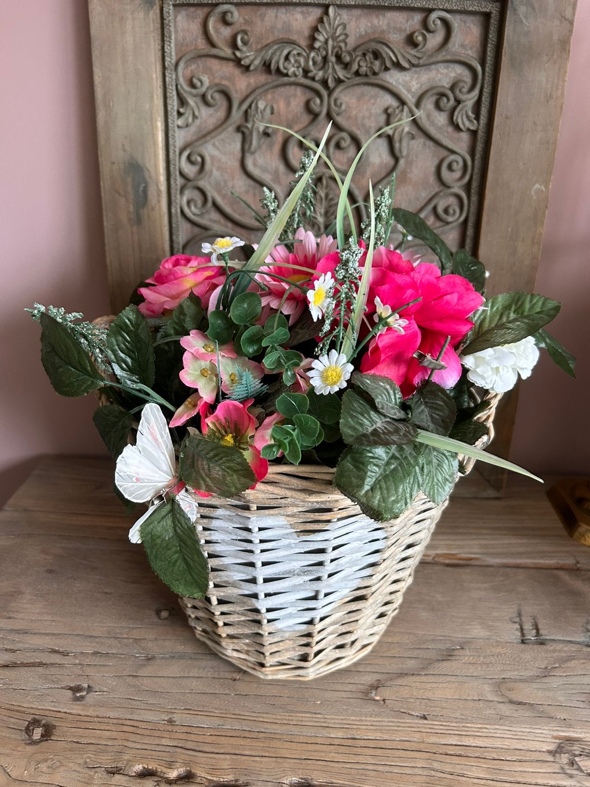 Mand met bloemen, Ophalen of Verzenden, Zo goed als nieuw