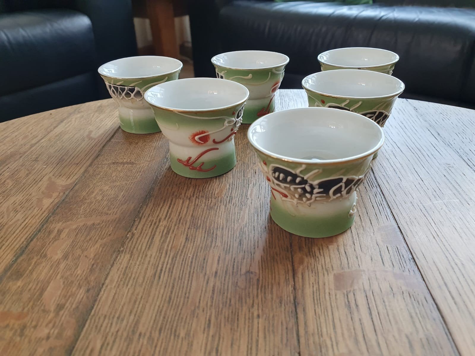 Vintage "Magic Eye" Japanse Sake Glaasjes (6x) - Geisha, Ophalen of Verzenden