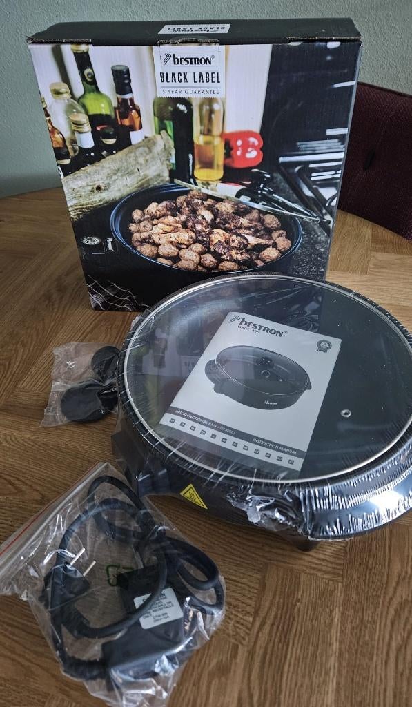 Bestron Party Hapjespan AHP300BL - Nieuw, Ophalen of Verzenden, Nieuw, Overige materialen, Koekenpan of Braadpan