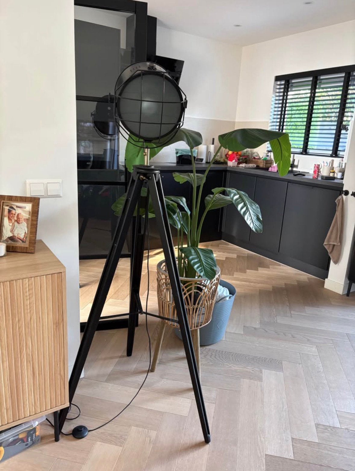Industriele statief vloerlamp, Ophalen, Zo goed als nieuw, Minder dan 100 cm