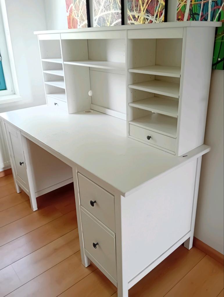 Ikea Hemnes bureau en opzetstuk, Huis en Inrichting, Bureaus, Ophalen, Gebruikt