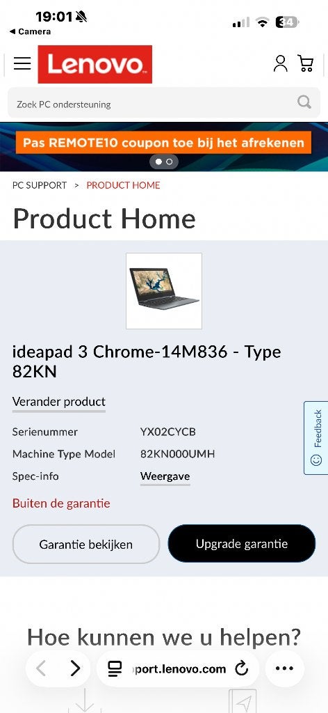 Lenovo chrome book 3, Computers en Software, Chromebooks, Ophalen, 14 inch, 4 GB of minder, Touchscreen