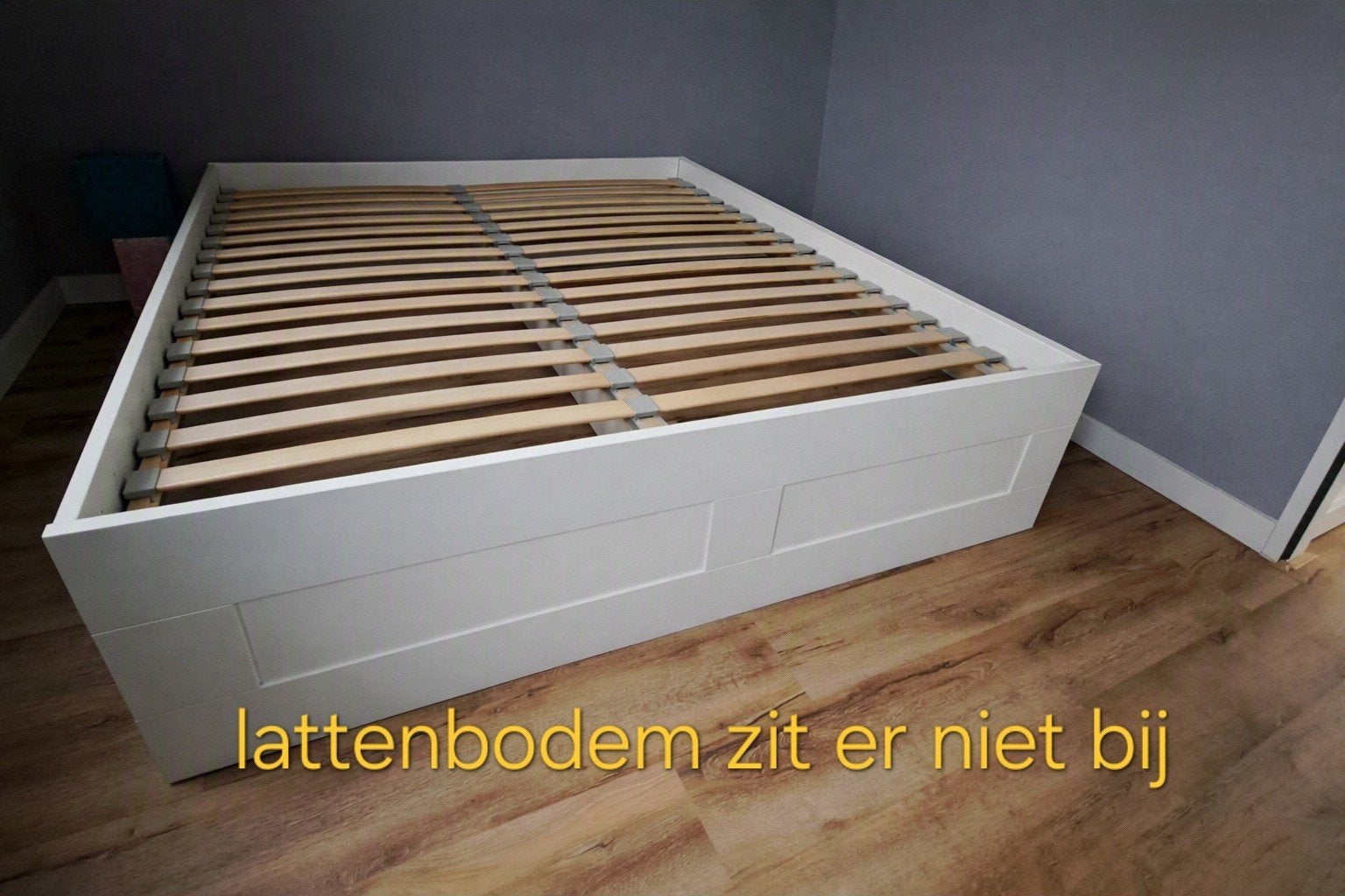 IKEA BRIMNES bedframe met 4 lades, 180x200 cm, Ophalen, Overige materialen, Gebruikt, Wit