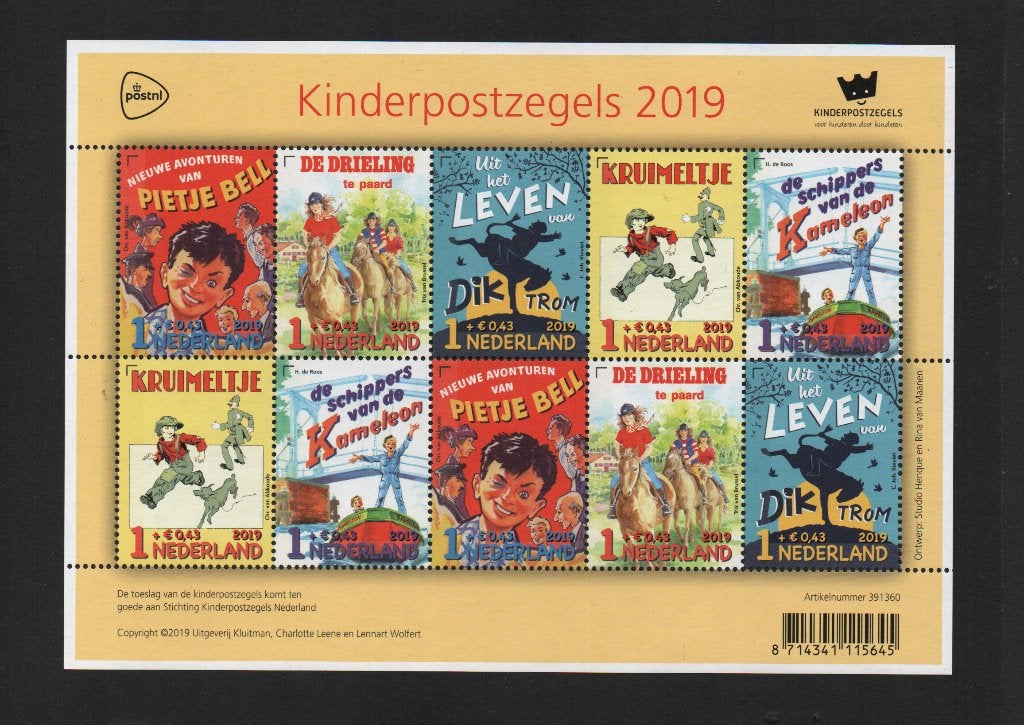 NVPH 3786-3790 Postfris 2019 Kinderpostzegels, Postzegels en Munten, Postzegels | Nederland, Ophalen of Verzenden, Na 1940, Postfris