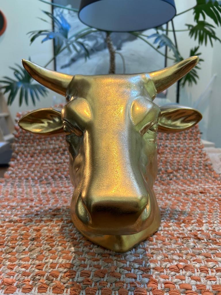 Gouden Koeienkop Spaarpot - Pols Potten, Huis en Inrichting, Ophalen, Zo goed als nieuw, Goud, Modern