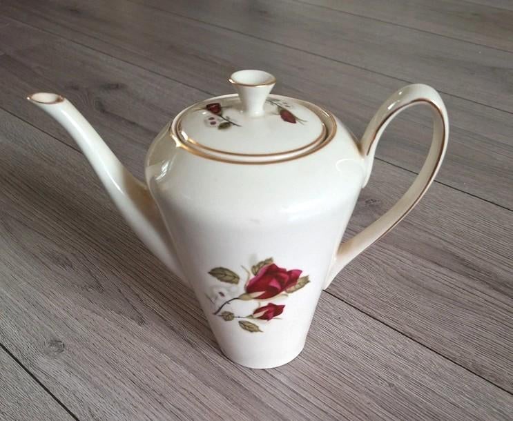 Vintage Chodzież porseleinen theepot rozen goudrand, Ophalen of Verzenden