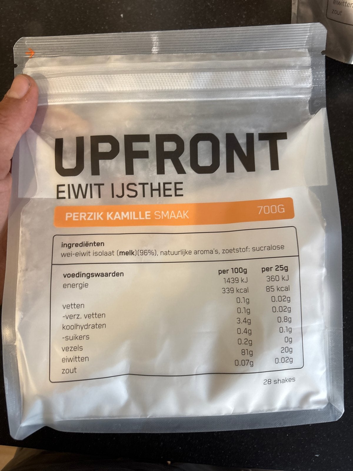 UPFRONT Eiwit IJsthee Perzik Kamille Smaak 700g, Ophalen of Verzenden, Nieuw, Drank