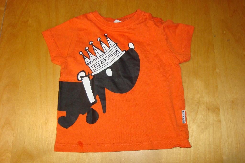 Koningsdag, Hema t-shirt, oranje zwart wit Takkie, maat 68, Ophalen of Verzenden, Zo goed als nieuw, Hema, Jongetje