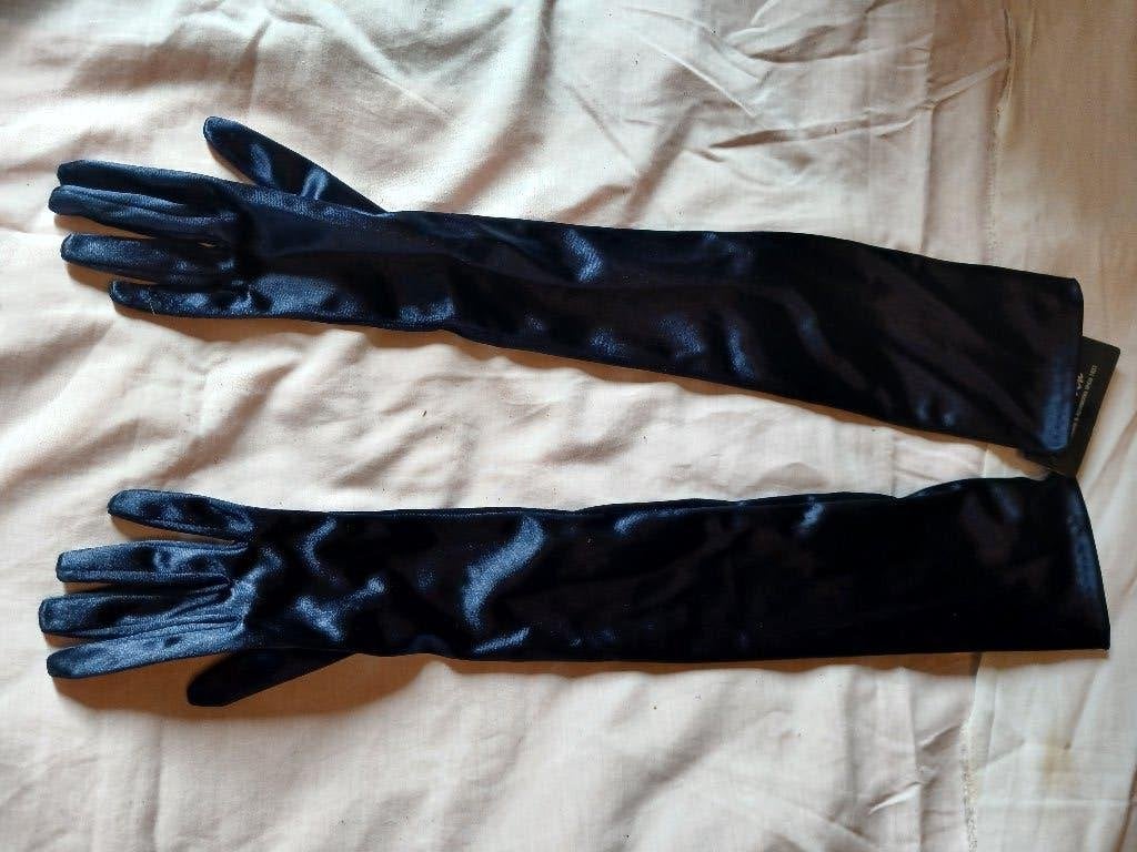 nieuwe lange blauw satijnen Laimbock handschoenen 58 cm, Laimbock, Ophalen of Verzenden, Nieuw, Handschoenen