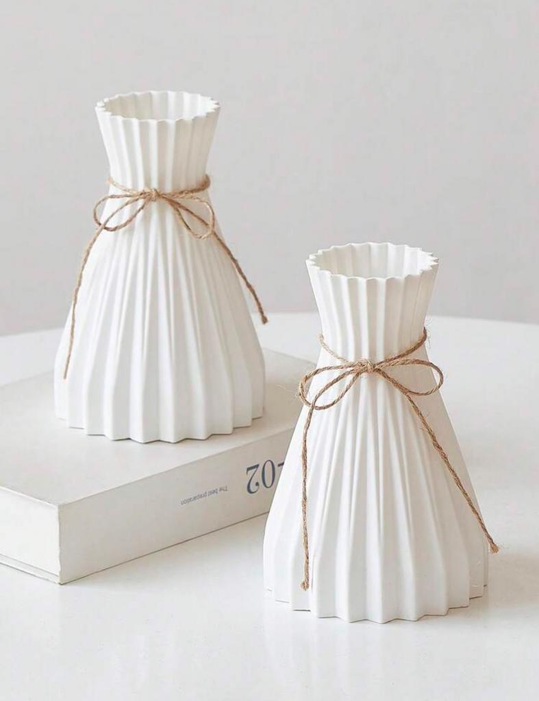 Moderne Witte Plastic Vaas - Europese Stijl Tafeldecoratie, Ophalen of Verzenden, Nieuw, Wit, Kunststof