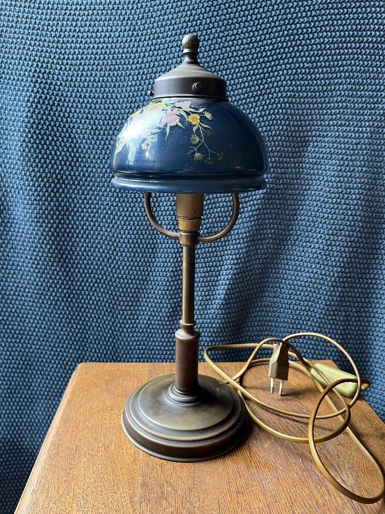 Vintage Tafellamp met Bloemenmotief | boudoir, Antiek en Kunst, Ophalen