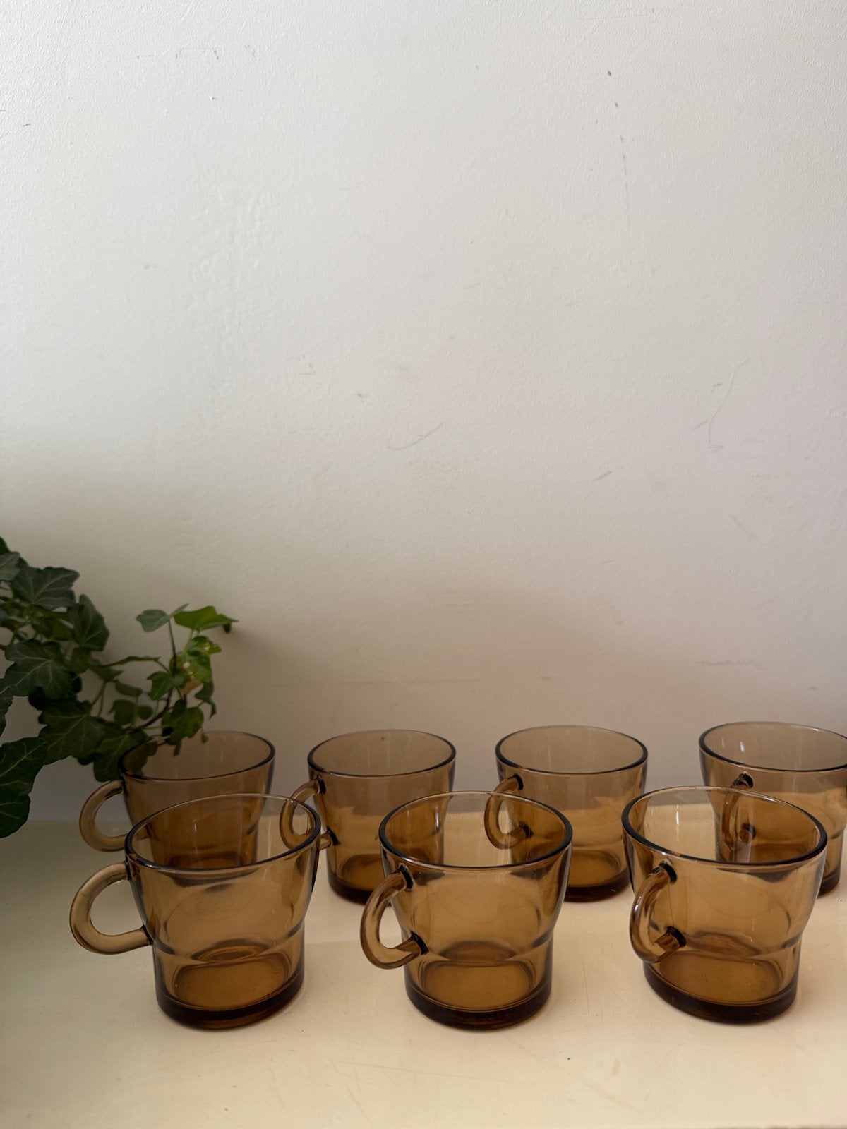 Set van 7 glazen espresso kopjes jaren 70, Ophalen of Verzenden