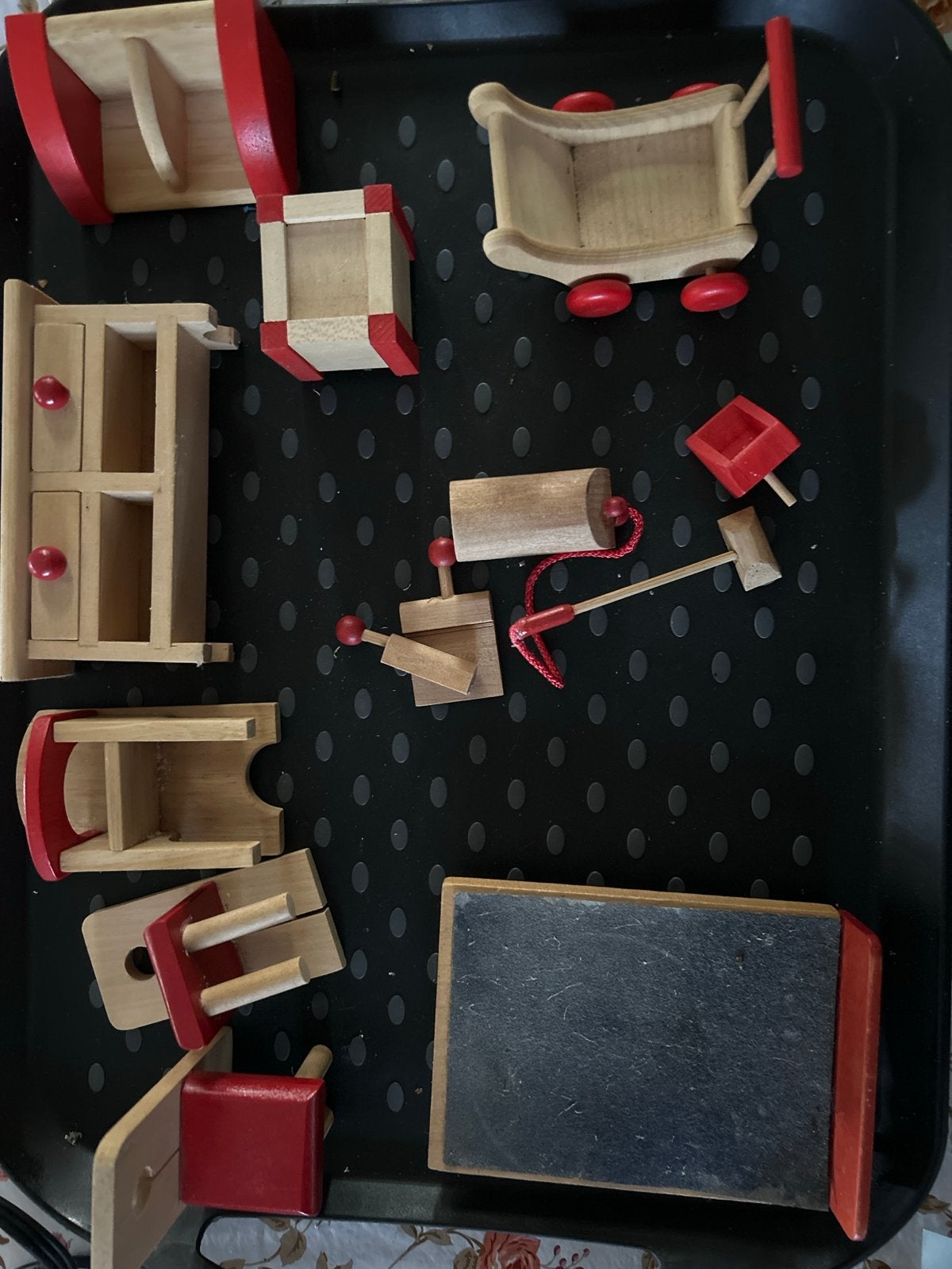 Houten poppenhuis meubels en speelgoed set, Ophalen, Gebruikt