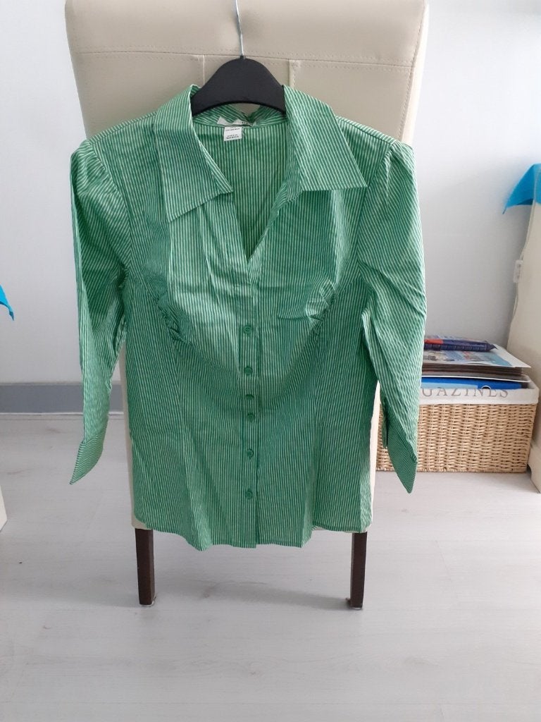 Blouse Groen gestreept Maat 36 ( H&M), Ophalen of Verzenden, Gedragen, Maat 36 (S), Groen