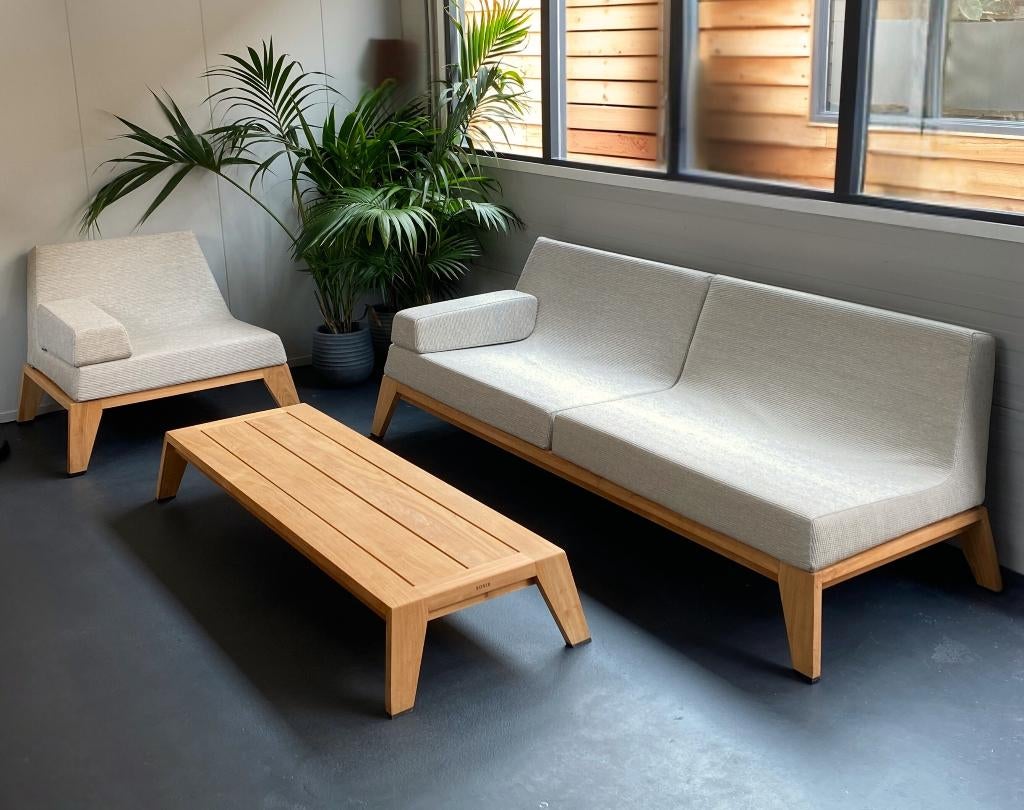 Loungeset Borek model Hybrid teak met allweather kussens, Tuin en Terras, Ophalen, 4 zitplaatsen, Teakhout, Nieuw