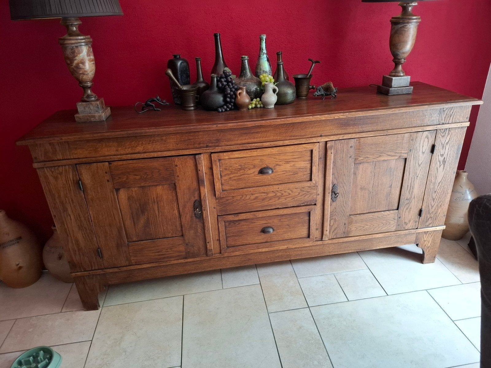 Vol eiken dressoir, Ophalen of Verzenden, 25 tot 50 cm, 150 tot 200 cm